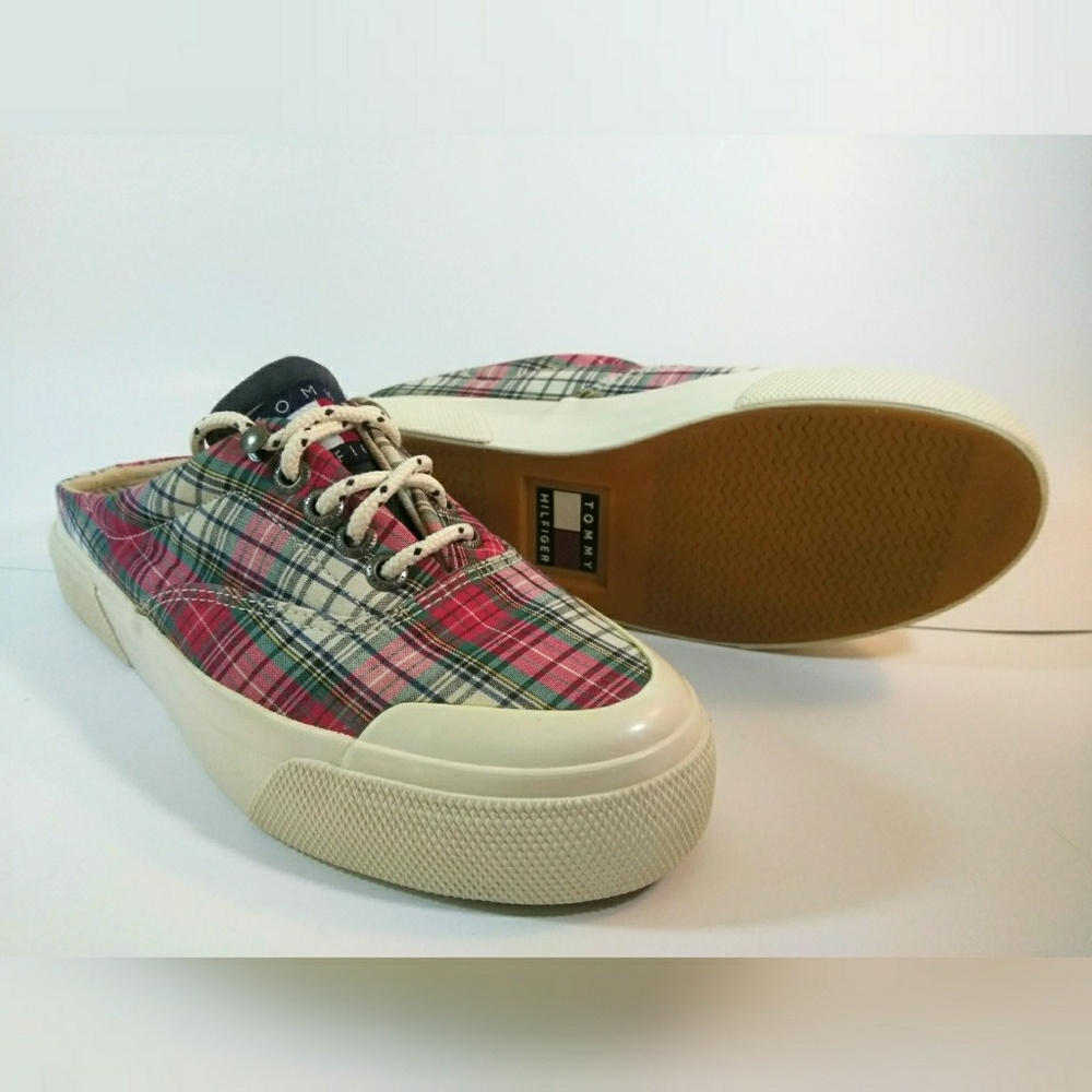 VTG Tommy Hilfiger Shoes Vintage Plaid Flag Logo